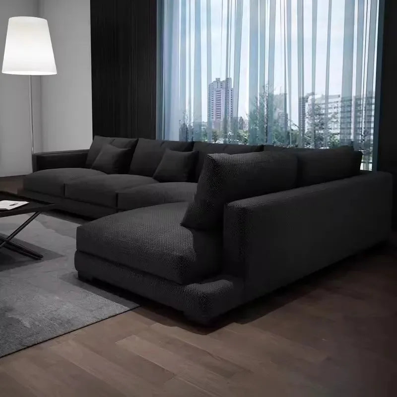Modern Living Room Furniture Sofa Set Nordic Tech Fabric L Shape Sectional Sofas