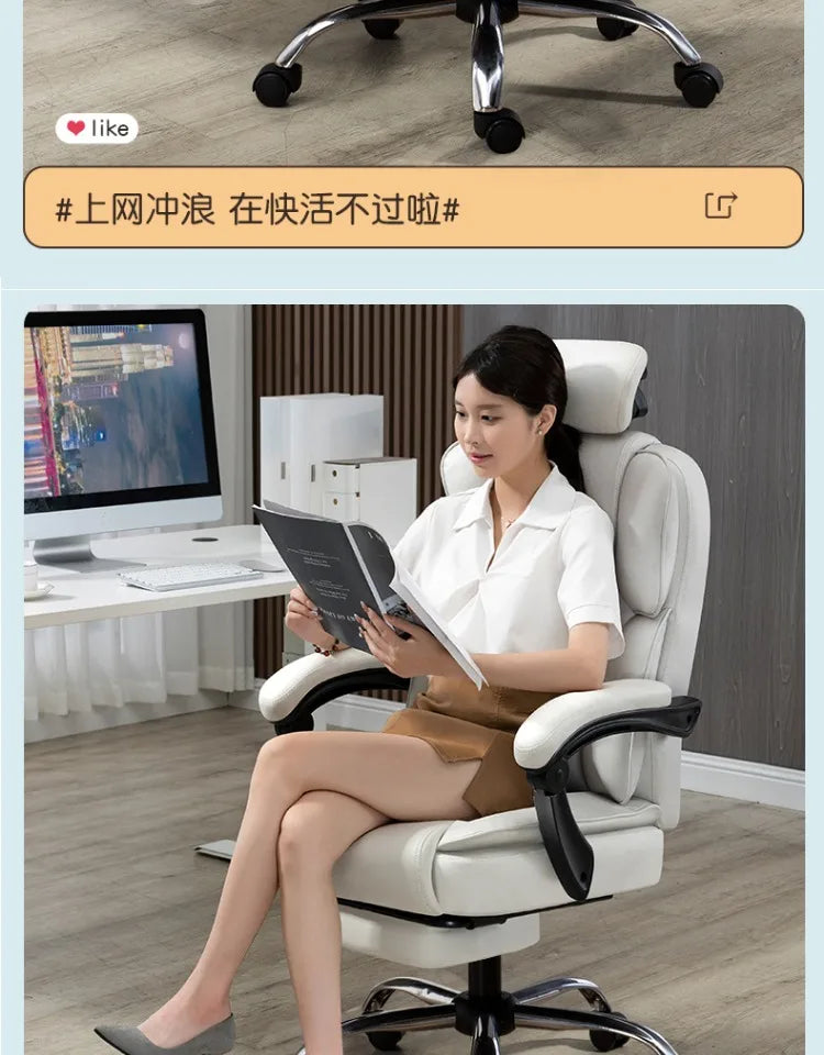 Headrest Pillow Office Chair Cushion Wheels Leather Luxury Modern Office Chair White Lounge Cadeiras De Gamer Home Accessories