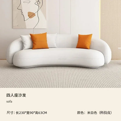 Curved Living Room Sofas Designer Beauty Salon Sofa Clothing Store Rest Area Reception Sofa Cream Style Living Room Furniture GL
