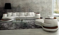 Modern Drawing Room Furniture High Quality Wooden Frame Leather Sectional Sofa Curved Couch Set