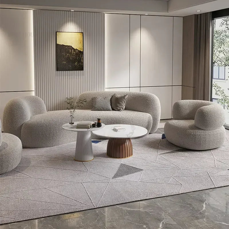 Modern Simple Fabric Curved Living Room Sofas for Home Furniture Luxury Nordic Lambswool Sofa Clothing Store Creative Sofa v