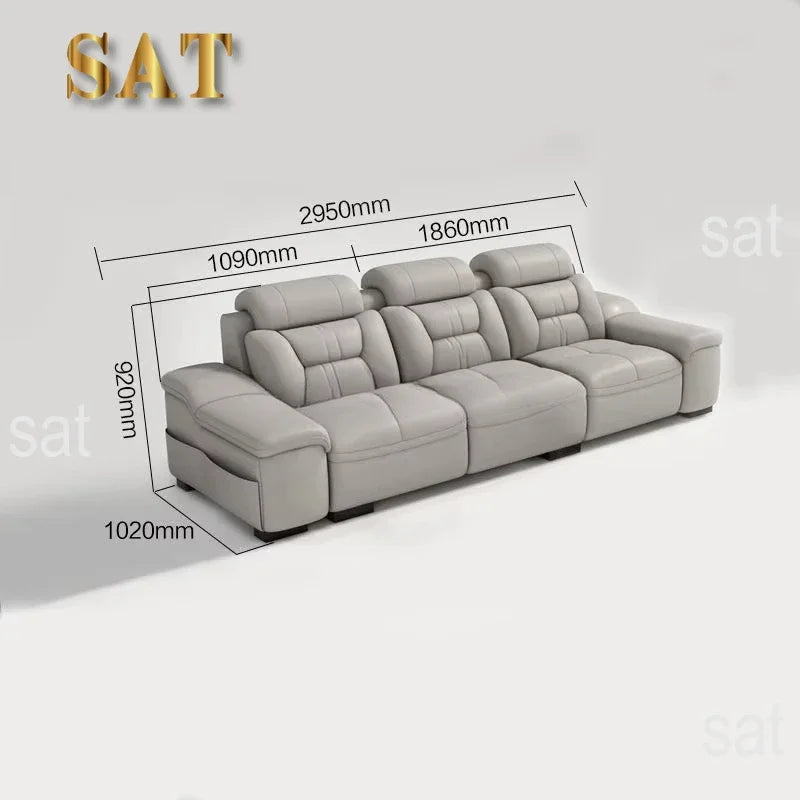 A Simple Modern Living Room Business Led Creative Combination Furniture Leather Sofa