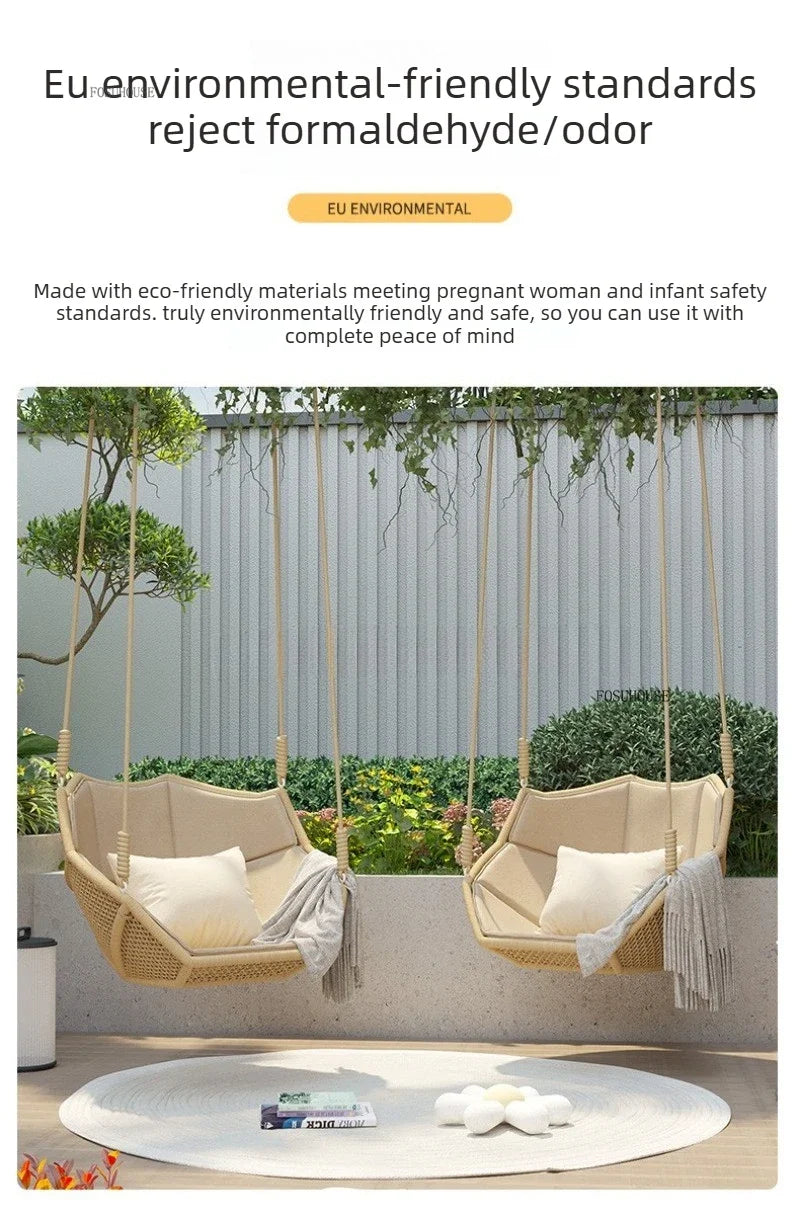 Outdoor Patio Swing Nordic Balcony Rocking Chair Indoor Adult Hanging Chairs Outdoor Single Swing Chairs Modern Hanging Basket Z