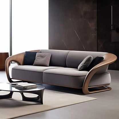 Walnut Sofa Upholstered Sofa 3 Seater Sofa Couch For Living Room Apartment 86" Solid Wood Cushion Sofa