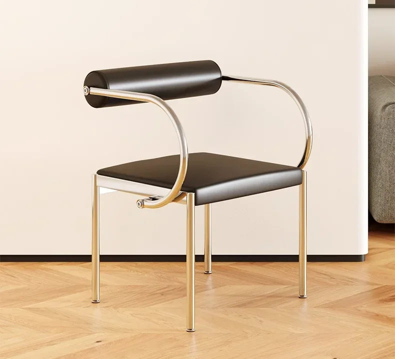 Art Design Simple Dining Chair, Retro Style, Stainless Steel Internet Celebrity Makeup Chair, Living Room Shop Decoration Chair