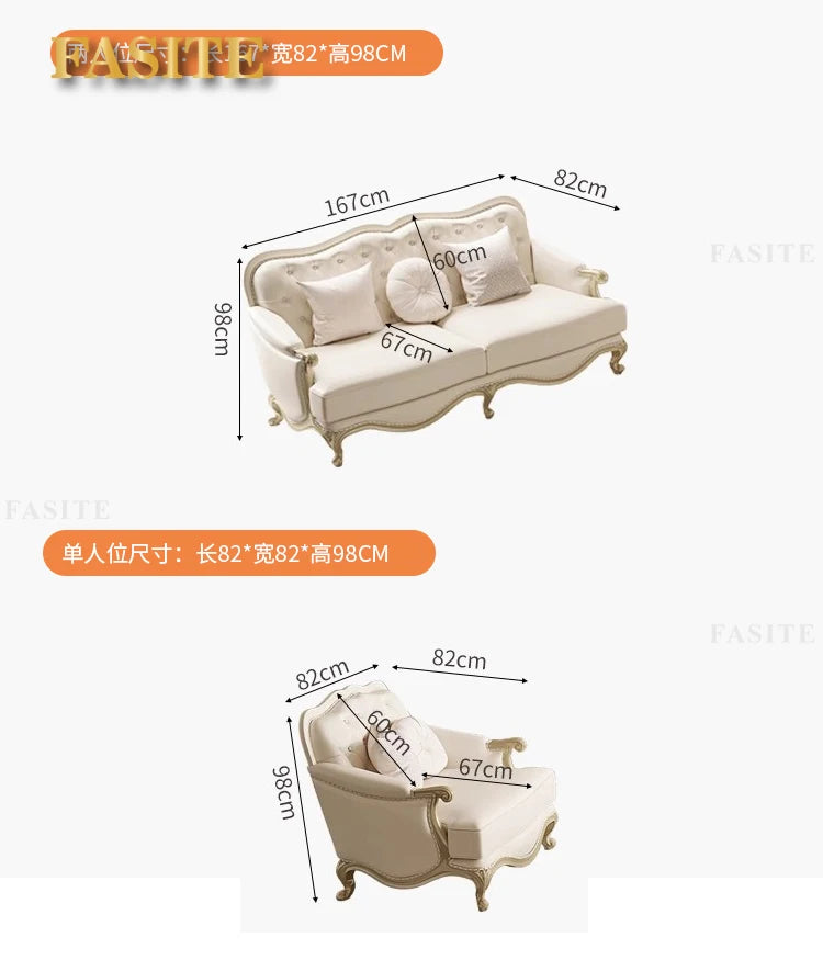 Leather sofa combined living room size apartment Italian light luxury high-end luxury solid wood furniture