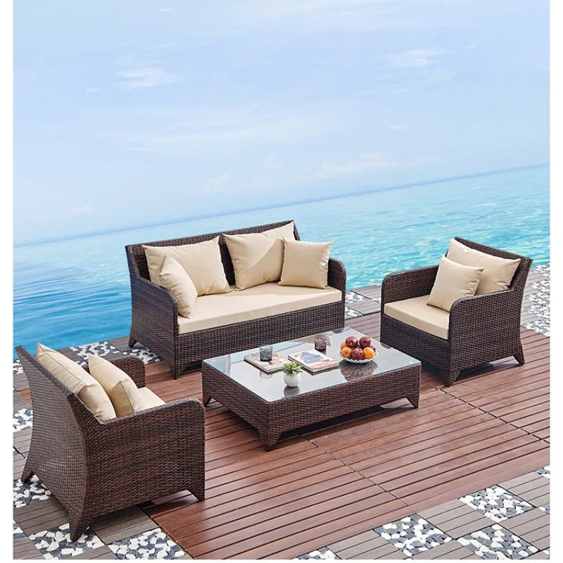 Wicker outdoor imitation rattan leisure living room courtyard balcony furniture sales office outdoor display negotiation sofa