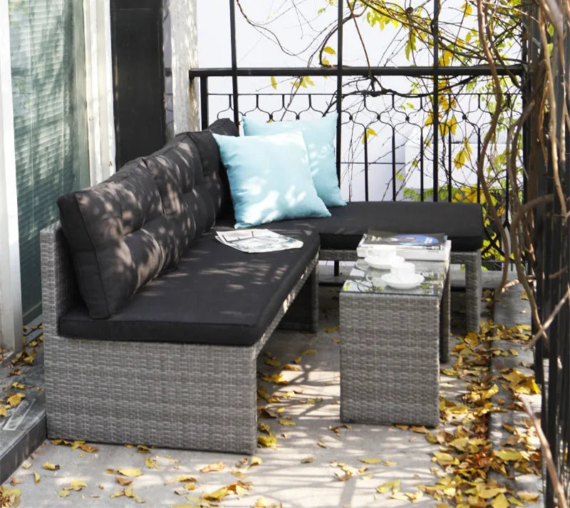Outdoor sofa combination garden hotel terrace living room courtyard balcony leisure furniture rattan sofa rattan imitation