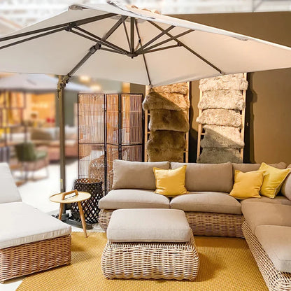 Outdoor rattan woven sofa, balcony, courtyard sofa, coffee table, outdoor rattan woven furniture