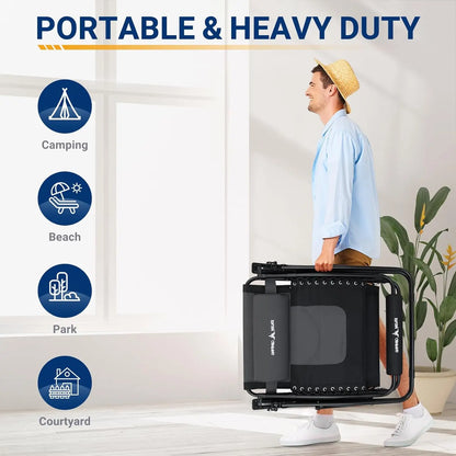 Oversized Zero Gravity Chair Outdoor, Anti Gravity Patio Padding Chairs Folding Adjustable with Cup Holder, Foot Pad & Padded He