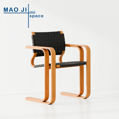 Woven chair retro solid wood designer single chair antique creative restaurant chair