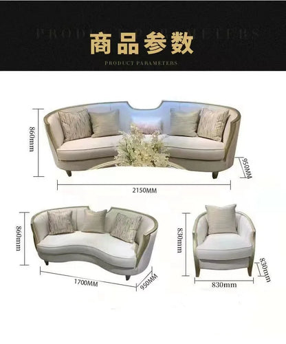 American light luxury solid wood sofa living room combination French fabric sofa simple European small apartment Internet celebr