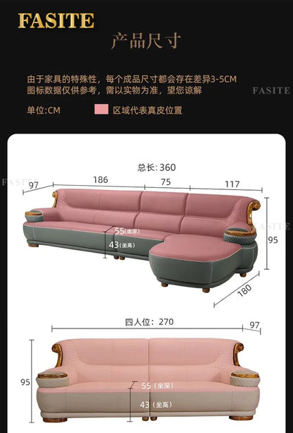 Modern simple ebony leather sofa new Chinese living room size apartment solid wood first layer cowhide new combination