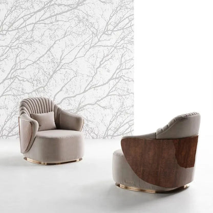 Italian light luxury single sofa chair villa living room home leather armchair model house designer leisure chair