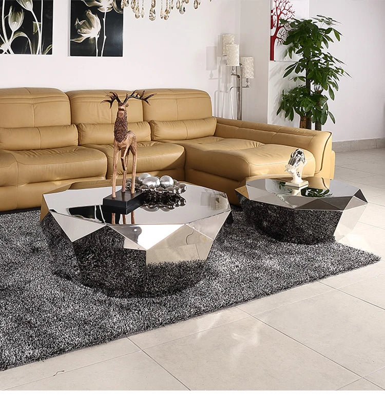 Diamond Shaped Coffee Table, Made of Stainless Steel Material, Suitable for Study Rooms, Bars, Hotels, Restaurants, and Offices