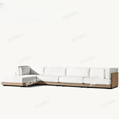HG Hotel Outdoor Furniture Deluxe Teak Outdoor Sofa Hotel Garden Set Modern Villa Terrace Furniture Combination Outdoor Sofa