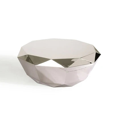 Light luxury stainless steel special-shaped coffee table high-end mirror business negotiation coffee table art