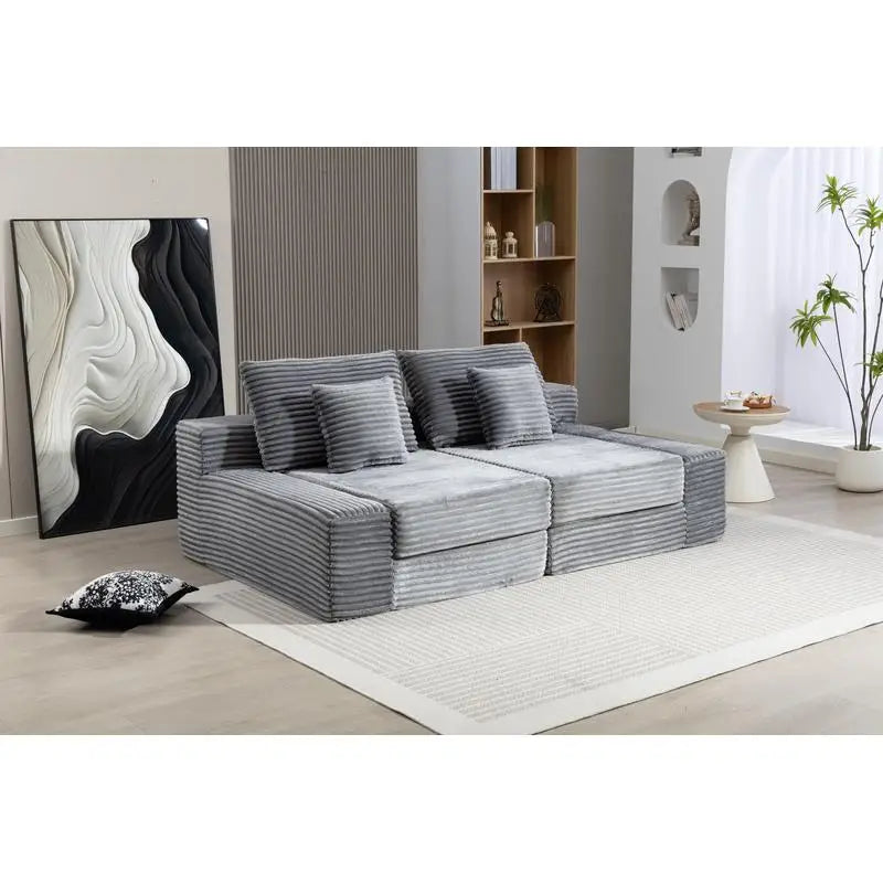 Double Lounge Chaise, Plush Sofa Bed, Upholstered Cloud Sofa, Deep Seat Sleeper Loveseat Chair for Living Room and Bedroom,