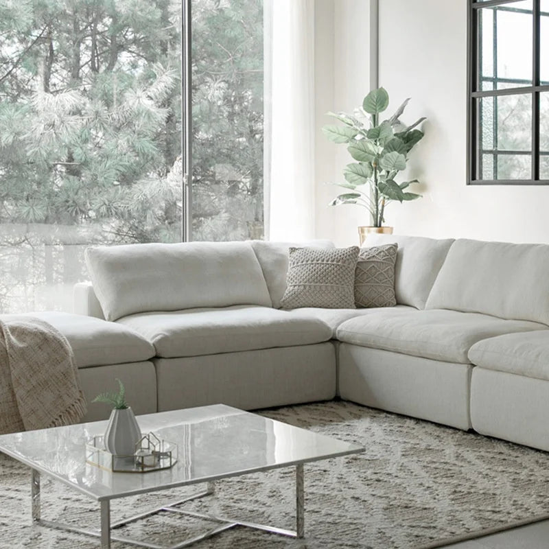 Living Room Furniture Fabric Sectional Couch Sofa Set Modular White Big Corner Group Sofa