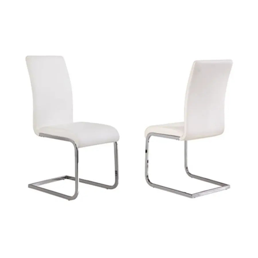 Upholstered Side Amanda White Faux Leather Dining Accent Chair with Chrome FinishSet of 2, Black LCAMSIBL