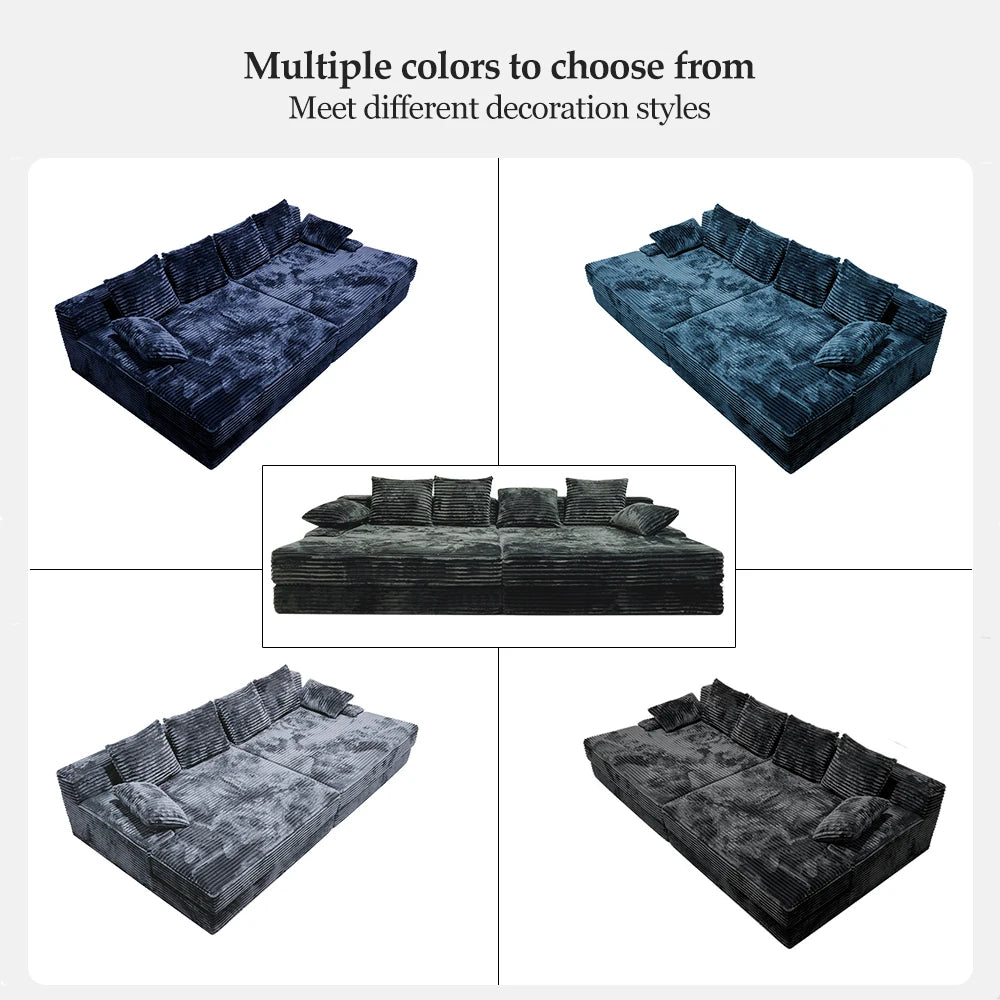 Ultra Vacuum Rolled Couch for Villa Upholstered Furniture Set Super Large & Super Soft Pure Sponge Fabric Compressed Sofa