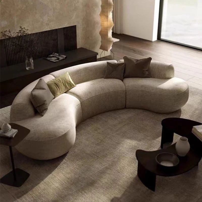 Italian light luxury wabi sabi circular curved sofa minimalist special-shaped corner large apartment living room model