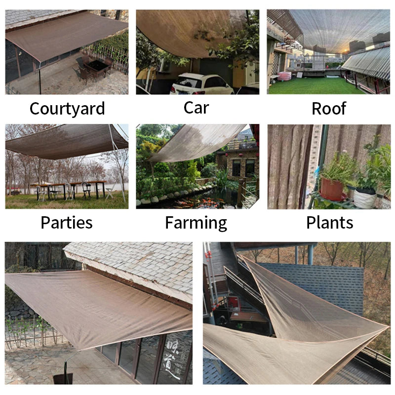 4x4m Camping Awning Tent  Summer Outdoor UV Protection Shade Membrane Sun Shade Net Car Tent Beach Privacy Sunscreen Mesh Cover
