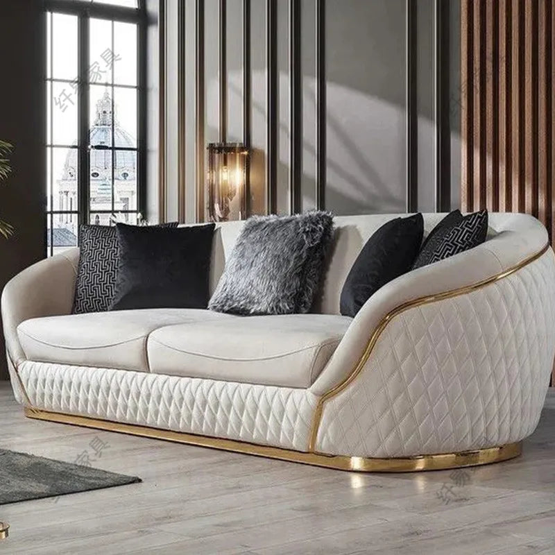 European velvet sofa modern simple size apartment living room Italian light luxury leather straight-row sofa combination