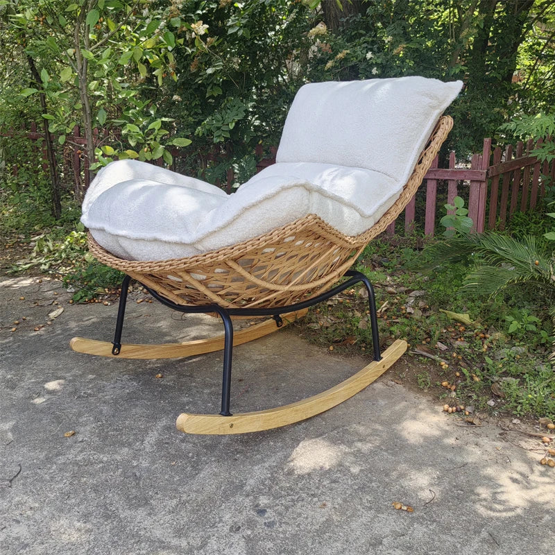 Ergonomic Modern Cushioned Rocking Chair for Indoor Outdoor Nursery Living Room Relaxation and Home Decor