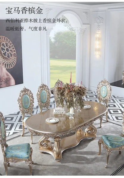ssK178 A55 Palace French Rococo dining table and chair combination 1.9M European-style villa classical dining table luxury custo