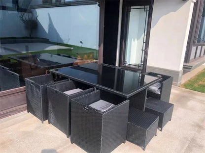 Patio Rattan Furniture Set Modern Open-air Garden Furniture Sets Waterproof and Sun-proof Armchair Leisure Outdoor Table Chairs