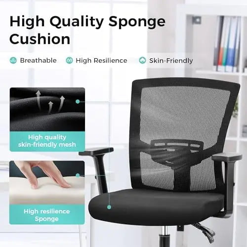 Ergonomic Office Chair with Lumbar Support, Adjustable Armrest & Seat Cushion, BIFMA & SGS Certified