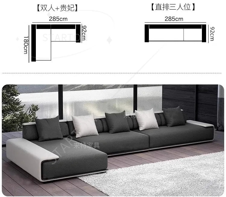 Grey Fabric Sofa Leisure Couch l Shape Sofa
