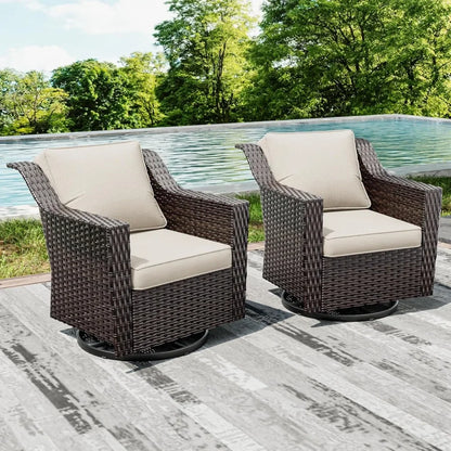 3-Piece Outdoor Patio Set with PE Rattan Sofa, Removable Cushions & Tempered Glass Table for Garden, Balcony