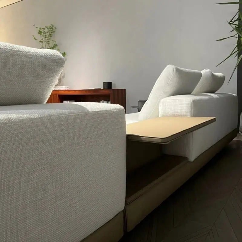 Modern simple straight corner cotton and linen round concubine modern living room sofa