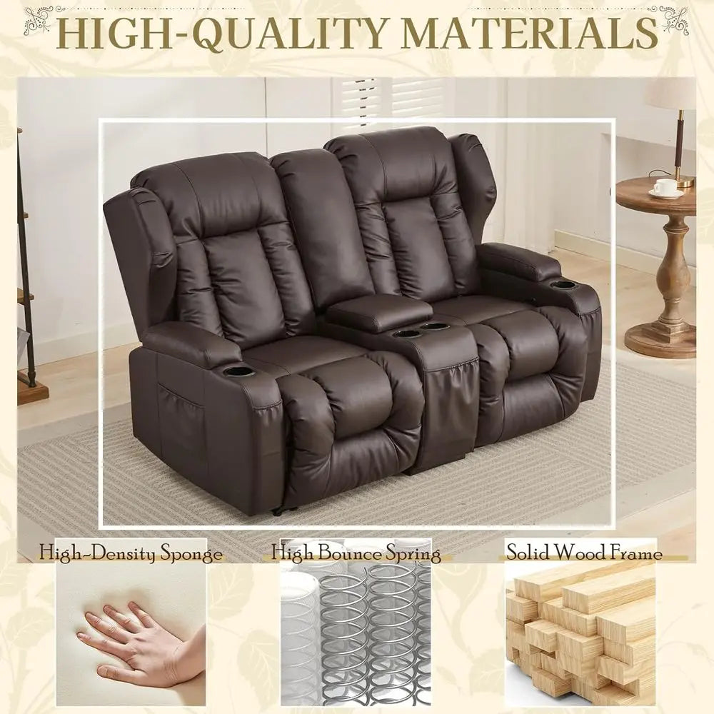 66 Manual Reclining Loveseat for RV with Storage, Cup Holders, and Pillows - Ideal for Compact Living Spaces