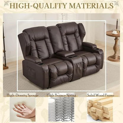 66 Manual Reclining Loveseat for RV with Storage, Cup Holders, and Pillows - Ideal for Compact Living Spaces