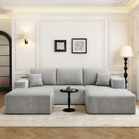 107.5" Cloud Modular Sectional Couch with 1 Ottoman,Modern Minimalist Upholstered Couches, Comfort U Shaped Sofa for Living Room