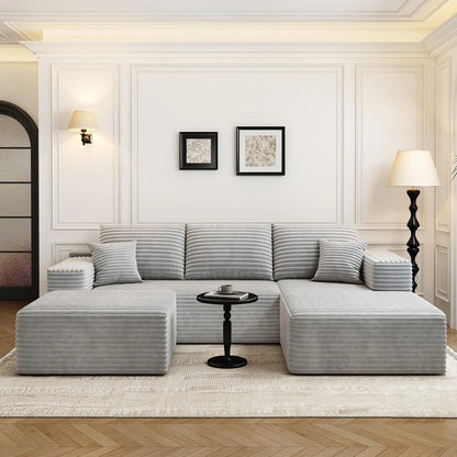 107.5" Cloud Modular Sectional Couch with 1 Ottoman,Modern Minimalist Upholstered Couches, Comfort U Shaped Sofa for Living Room