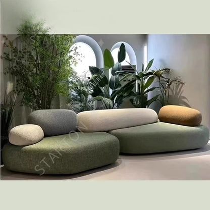 Italian Modern Minimalist Cobblestone Flat Sofa Light Luxury Cream Creative Combination for Living Room Reception Area Soft