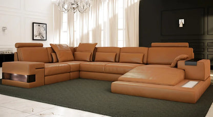 Leather Sectional Chaise Sofa U-Shaped Modern Sofa Design