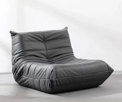 Leather lazy sofa Nordic single bedroom togo caterpillar balcony sofa chair casual leather art floor sofa