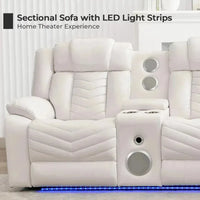 QAZ8-Power Recliner Sectional Sofa Couches with Bass Speakers Living Room.Leather Reclining Corner Sectionals Sofa Couch Sets wi