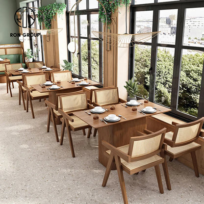 custom.Modern Commercial Custom Color Restaurant Furniture Rattan Leather Sofa Booth Seating Wood Cafe Restaurant Table and Chai