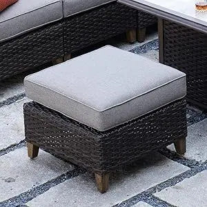 Outdoor Furniture, Patio Wicker Sectional Sofa Modular Furniture Set Single Sofa with Thick Cushions for Deck Porch Poolside Ga