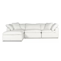 White cloud shaped sofa with L-shaped lounge chair, modern modular sofa with deep seat, suitable for living room, bedroom