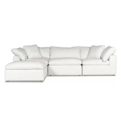 White cloud shaped sofa with L-shaped lounge chair, modern modular sofa with deep seat, suitable for living room, bedroom