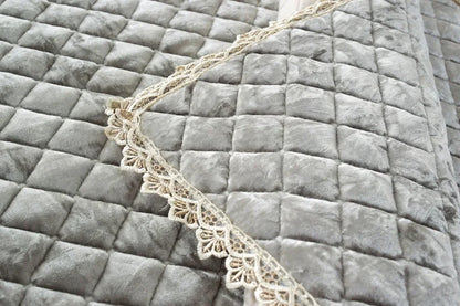 Embroidery Lace Sofa Cushion Gold Velvet Hemline Sofa Cover Autumn Winter European Couch Cover Solid Color Checkered Sofa Mat