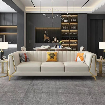 Italian-American small apartment living room three or four-person leather sofa luxury modern simple corner combination concubine