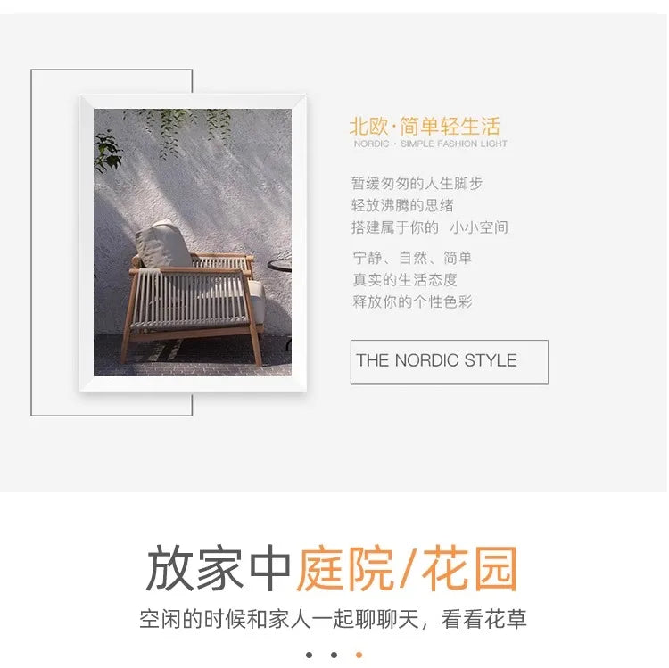 Outdoor Sofa Teak Outdoor Balcony Courtyard Rope Weaving Outdoor Tea Table Combination Garden Solid Wood Furniture